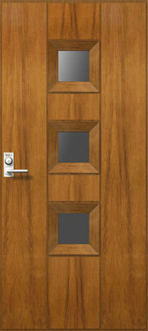 Puerta de entrada - UO 106 S - Skaala Windows And Doors - de madera / abatible / semividriada
