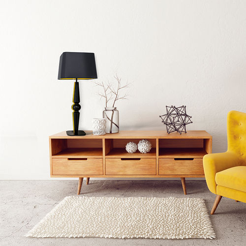 Lámpara de mesa - BAROC - FLAM ET LUCE LUMINAIRES - de tejido / de madera lacada / contemporánea