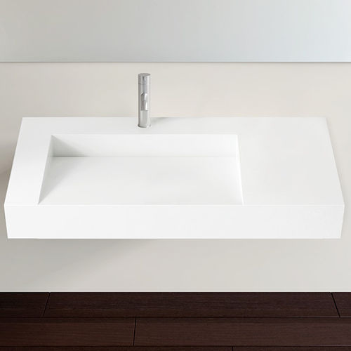 Lavabo suspendido - WT-04-A - Badeloft GmbH - de resina mineral / con encimera / rectangular