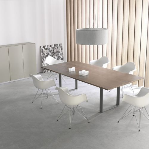 Mesa contemporánea - MIXT - Balma - de melamina / con base metálica / rectangular