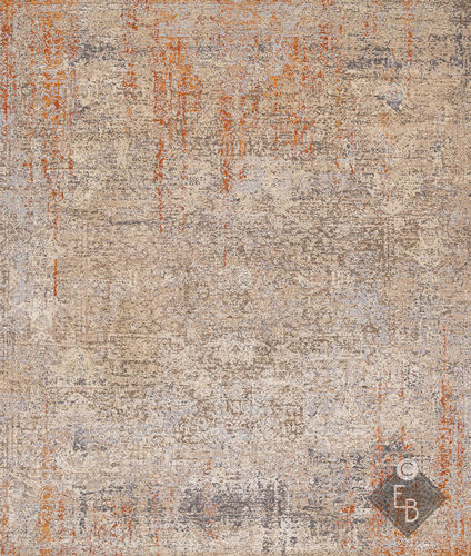 Alfombra contemporánea - ZOYA ORANGE BEIGE - Edition Bougainville - con motivos decorativos / de lana / de seda