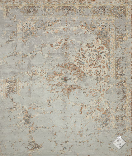 Alfombra tradicional - BAHRAM ORANGE BEIGE - Edition Bougainville - con motivos decorativos / de lana / de seda