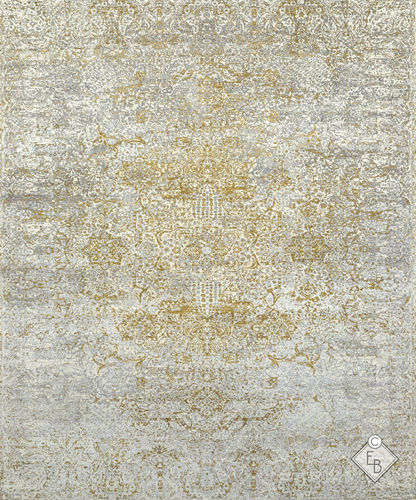 Alfombra contemporánea - AZORA ALMOND - Edition Bougainville - con motivos decorativos / de lana / de seda