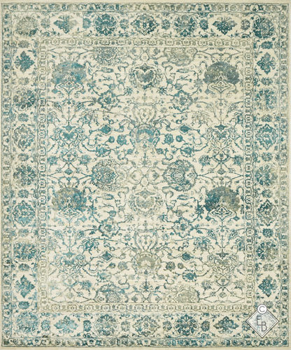 Alfombra tradicional - DILARA BLUE GREEN - Edition Bougainville - con motivos orientales / de lana / de seda