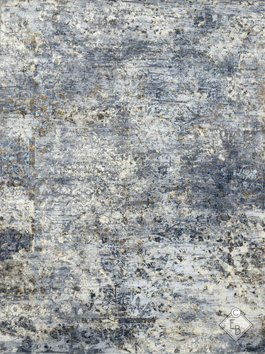 Alfombra contemporánea - JAHAN BLUE - Edition Bougainville - con motivos decorativos / de lana / de seda