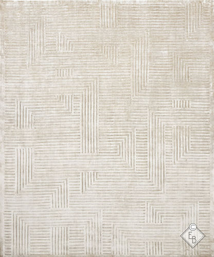 Alfombra contemporánea - HORNSTULL BEIGE - Edition Bougainville - de rayas / de lana / de seda