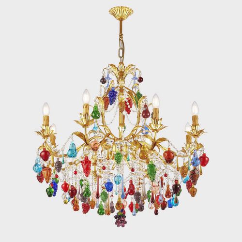 Lámpara araña clásica - MANDRAGOLA DELUXE - Sogni di Cristallo - de hierro forjado / de cristal de Murano / de vidrio soplado