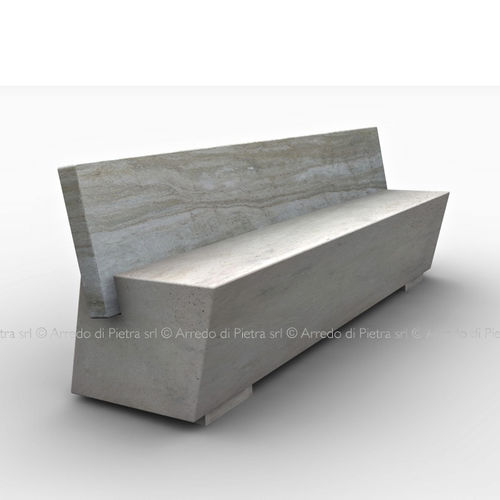 Banco público contemporáneo - Zak - Arredo di Pietra srl - de travertino / con respaldo / sin reposabrazos