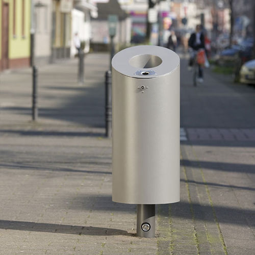 Cubo de basura público - 531 - ABES S.à r.l. Public Design - de pie / de acero con revestimiento en polvo / con cenicero integrado