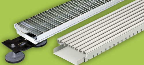 Canal de drenaje con rejillas - AQUADRAIN® KR - GUTJAHR Systemtechnik - de acero inoxidable / para cuarto de baño