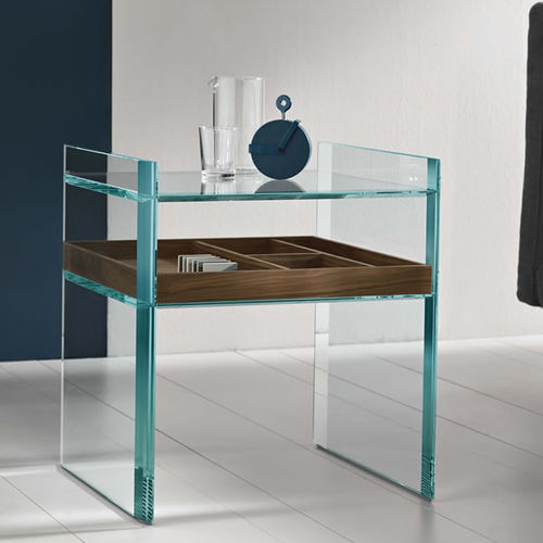 Mesita auxiliar contemporánea - QUILLER - TONELLI Design - de nogal / de MDF / de vidrio