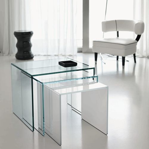 Mesa nido contemporánea - TRIO - TONELLI Design - de vidrio / rectangular / para uso residencial