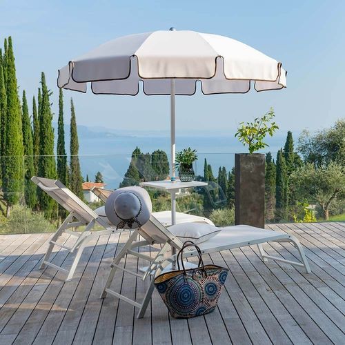 Sombrilla redonda - POSEIDON - Crema Outdoor S.r.l. - central / de tejido / aluminio