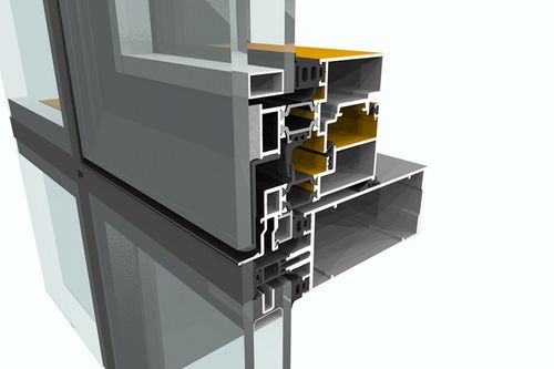 Perfil de aluminio - AT 500 CS - AKOTHERM - para muro-cortina / con montantes y travesaños