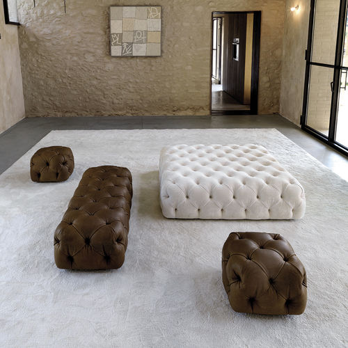 Puf contemporáneo - ROLLKING - desiree divani - de tejido / de cuero / cuadrado