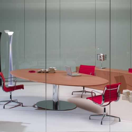 Mesa de reuniones contemporánea - MOODWAY - UNIFOR - de madera / con base metálica / rectangular
