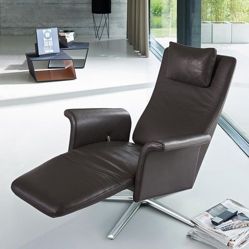 Sillón relax contemporáneo - Filou - Frank Sitzmöbel GmbH - de tejido / de cuero / con reposapiés