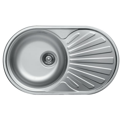 Fregadero de 1 cubeta - RONDO: EX165 - Kromevye Sanayi Ve Ticaret A.S. - con escurridor / de acero inoxidable / sobre encimera