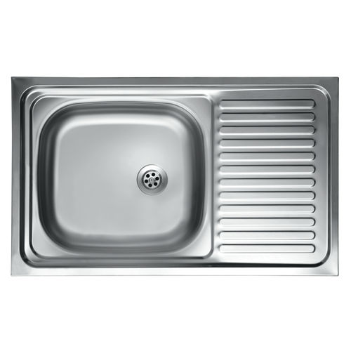 Fregadero de 1 cubeta - N110 - Kromevye Sanayi Ve Ticaret A.S. - con escurridor / de acero inoxidable / sobre encimera