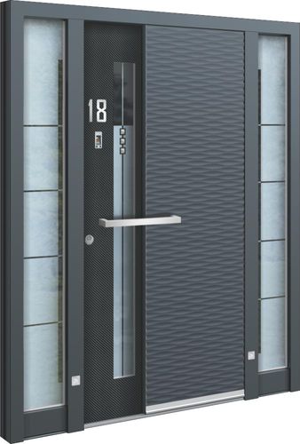 Puerta de entrada - AA 227 - INOTHERM - abatible / de vidrio / de acero