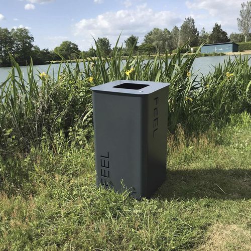 Cubo de basura público - FEEL  - GUYON - de metal / con tapa / de exterior