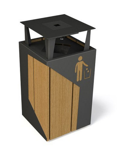 Cubo de basura público - LEGNA - GUYON - de madera / con cenicero integrado / contemporáneo