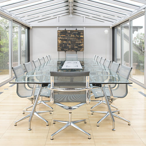 Mesa de reuniones contemporánea - UNITABLE - ICF - de roble / de nogal / de vidrio lacado