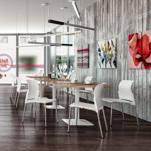 Mesa bistró contemporánea - T02 - Quadrifoglio Sistemi d'Arredo - de melamina / con base metálica pintada / cuadrada