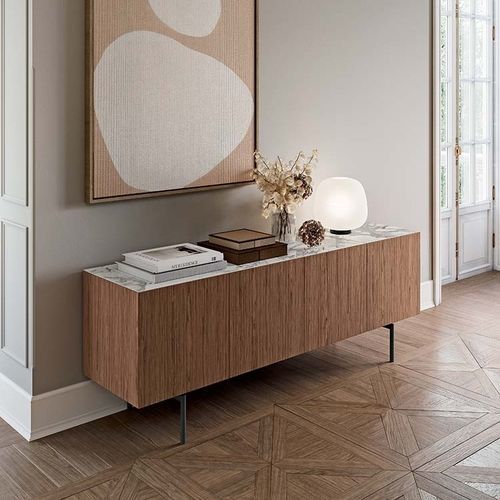 Aparador contemporáneo - BLOOM - Quadrifoglio Sistemi d'Arredo - madera / de gres porcelánico / a medida