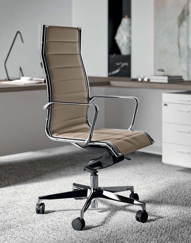 Sillón de director contemporáneo - DEKORA   - Quadrifoglio Sistemi d'Arredo - de cuero / en malla / de aluminio