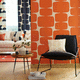 papel pintado contemporáneo / con motivos geométricos / blanco / naranja