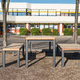 mesa de pícnic contemporánea / de madera de frondosa / con base de acero termolacado / rectangular