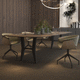 mesa de reuniones contemporánea / de madera / con base metálica / rectangular