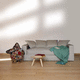 sofá compacto / contemporáneo / de terciopelo / de algodón