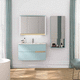 mueble de lavabo doble / suspendido / de mineral compuesto / contemporáneo