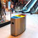 cubo de basura público / de acero inoxidable pulido / de reciclaje / contemporáneo