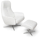 sillón de diseño escandinavo / de tejido / de cuero / con reposapiés
