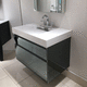 lavabo suspendido / de mineral compuesto / rectangular / contemporáneo