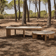 mesa de centro contemporánea / de cerámica / con base de teca / rectangular