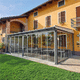 pérgola adosada / de aluminio / de aluminio extruido / de aluminio pintado