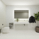 baño contemporáneo / de acero inoxidable / de mineral compuesto / prefabricado
