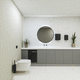 baño contemporáneo / de acero inoxidable / de mineral compuesto / a medida
