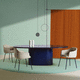 mesa de comedor contemporánea / de MDF lacado / con base de MDF lacada / con base de acero