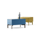 mesilla de noche contemporánea / de MDF lacado / con base de acero lacado / rectangular