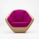 sillón contemporáneo / de tejido / violeta / con reposabrazos