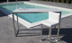 taburete de bar contemporáneo / con base de acero inoxidable / de jardín / blanco