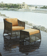 sillón contemporáneo / de ratán / con reposapiés / de jardín