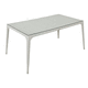 mesa de comedor contemporánea / de vidrio / de ratán sintético / con base de aluminio