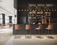 silla de bar contemporánea / de interior / de tejido / de metal