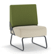 sillón bajo contemporáneo / de cuero artificial / de metal / tapizado